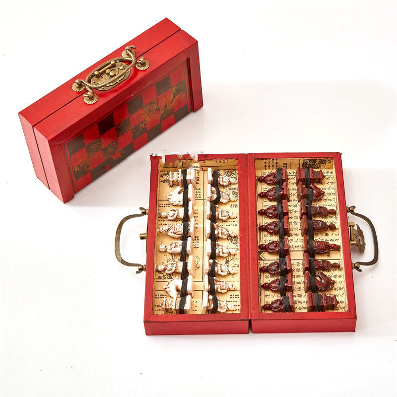 Chess Terracotta Three-dimensional Figures Antique Wood