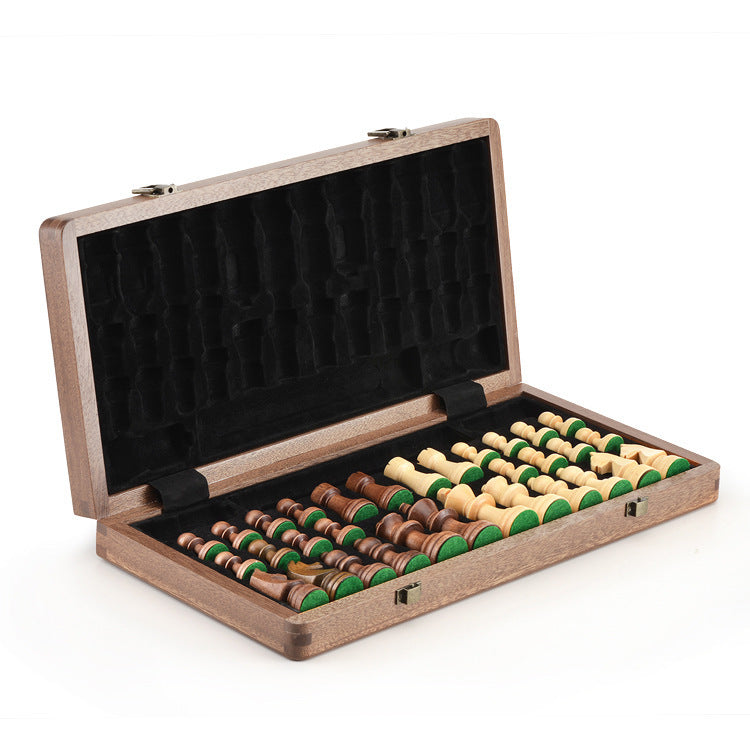 High-Quality Walnut Chess And Checkers Children's Solid Wood Folding Chess Box