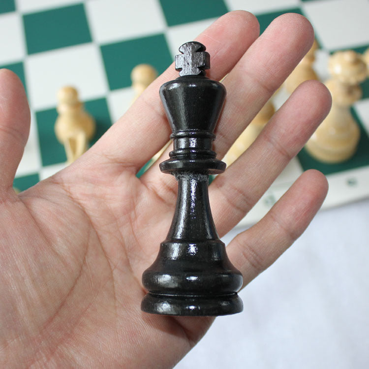 Authentic Planet Brand Extra Large Solid Wood Standard Game Chess Set Wang Gao 97mm With Leather Plate