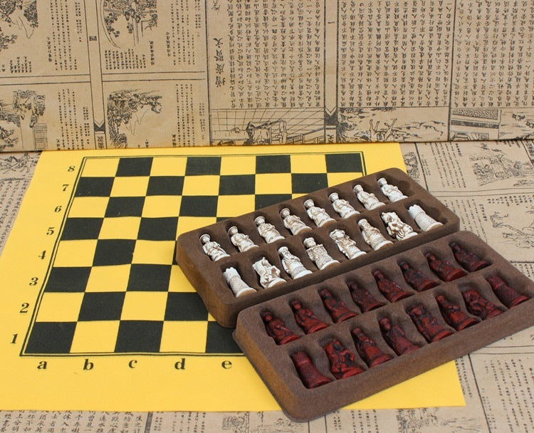 New Antique Chess Small Leather Chess Board Qing Bing
