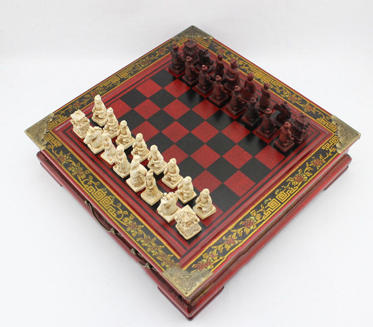 Professional International Chess Game Version Wooden Chess Classic Standard Folding Antique Terracotta Chess Board Game Qenueson