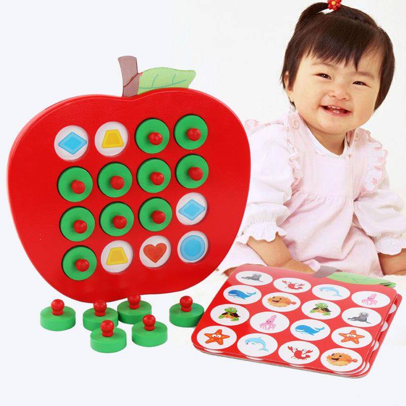 Children'S Chess Board Game  Memory Chess Infant Baby Shape Logarithmic Board Early Education Wooden Toy