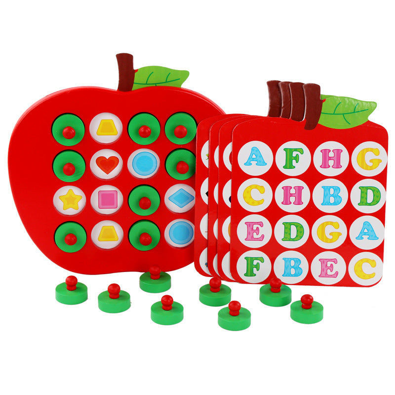 Children'S Chess Board Game  Memory Chess Infant Baby Shape Logarithmic Board Early Education Wooden Toy