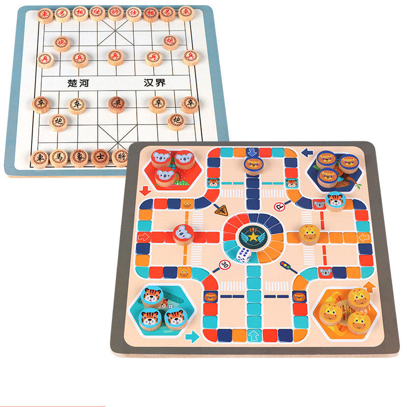 Large Beech Multifunctional Wooden Chess Flying Chess