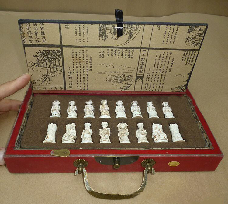 Professional International Chess Game Version Wooden Chess Classic Standard Folding Antique Terracotta Chess Board Game Qenueson