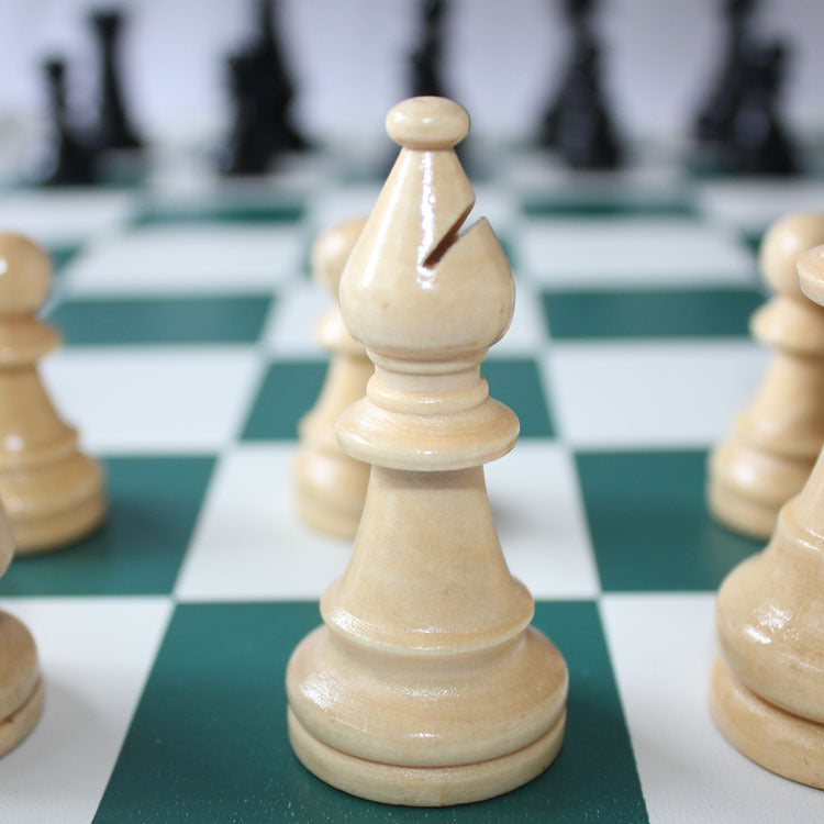 Authentic Planet Brand Extra Large Solid Wood Standard Game Chess Set Wang Gao 97mm With Leather Plate