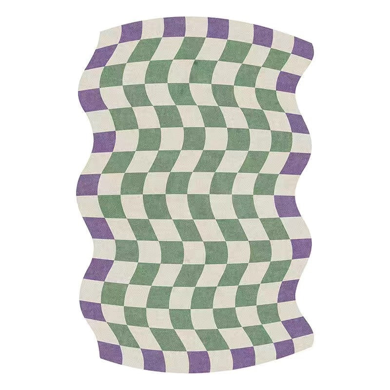 Irregular Chessboard Carpet In Living Room
