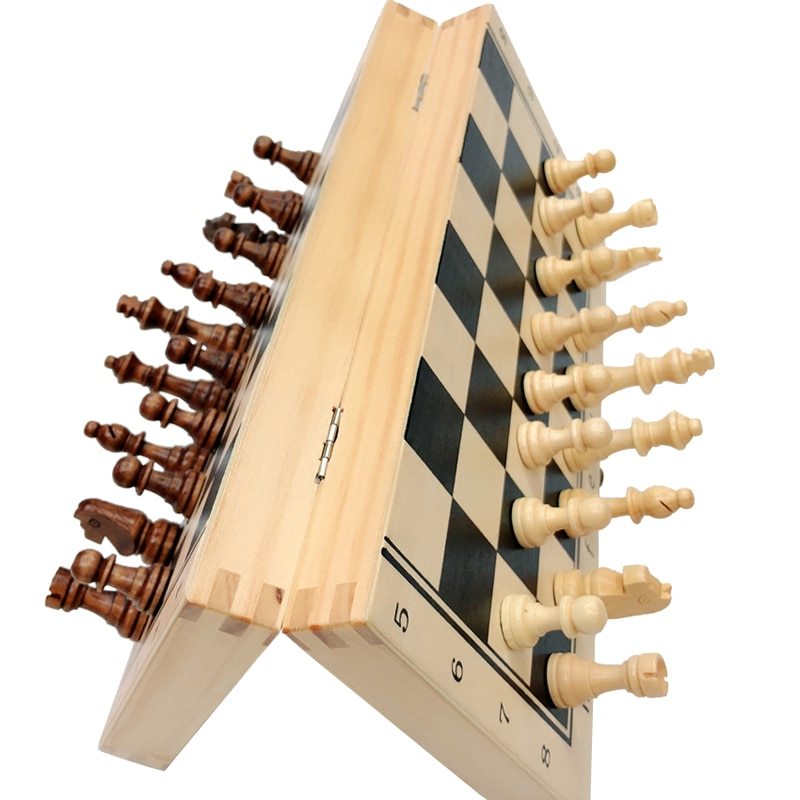 Magnetic chess solid wood set folding chessboard