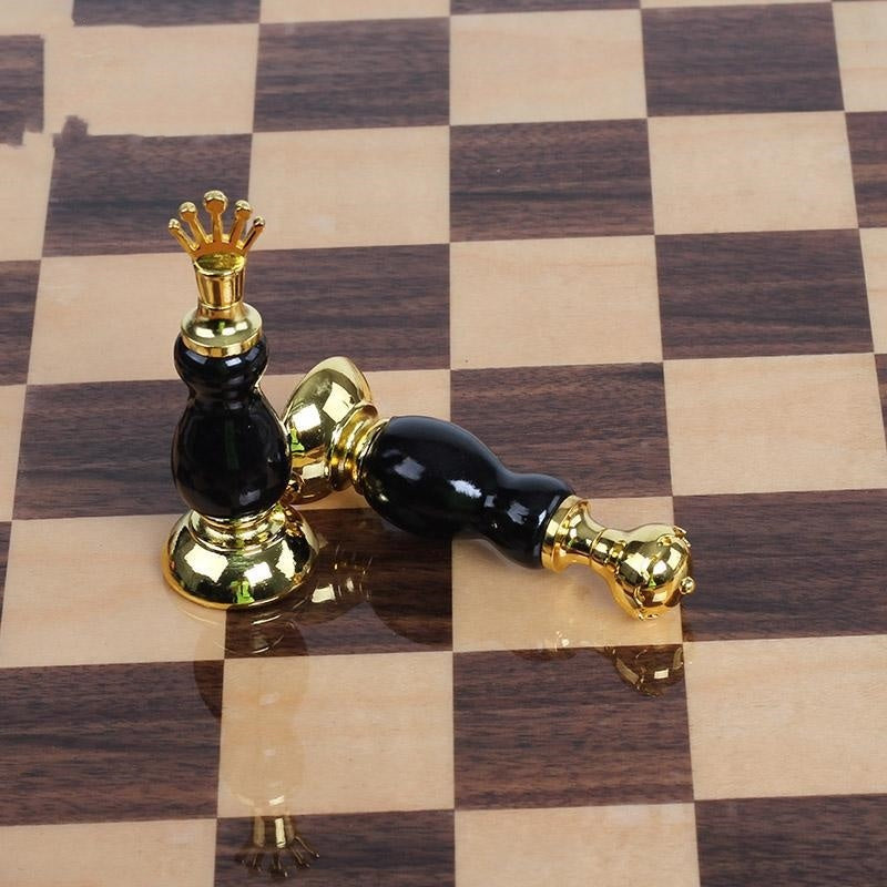 Wooden Chess Board Dance Suits Creative Zinc Alloy Paint Chess Pieces