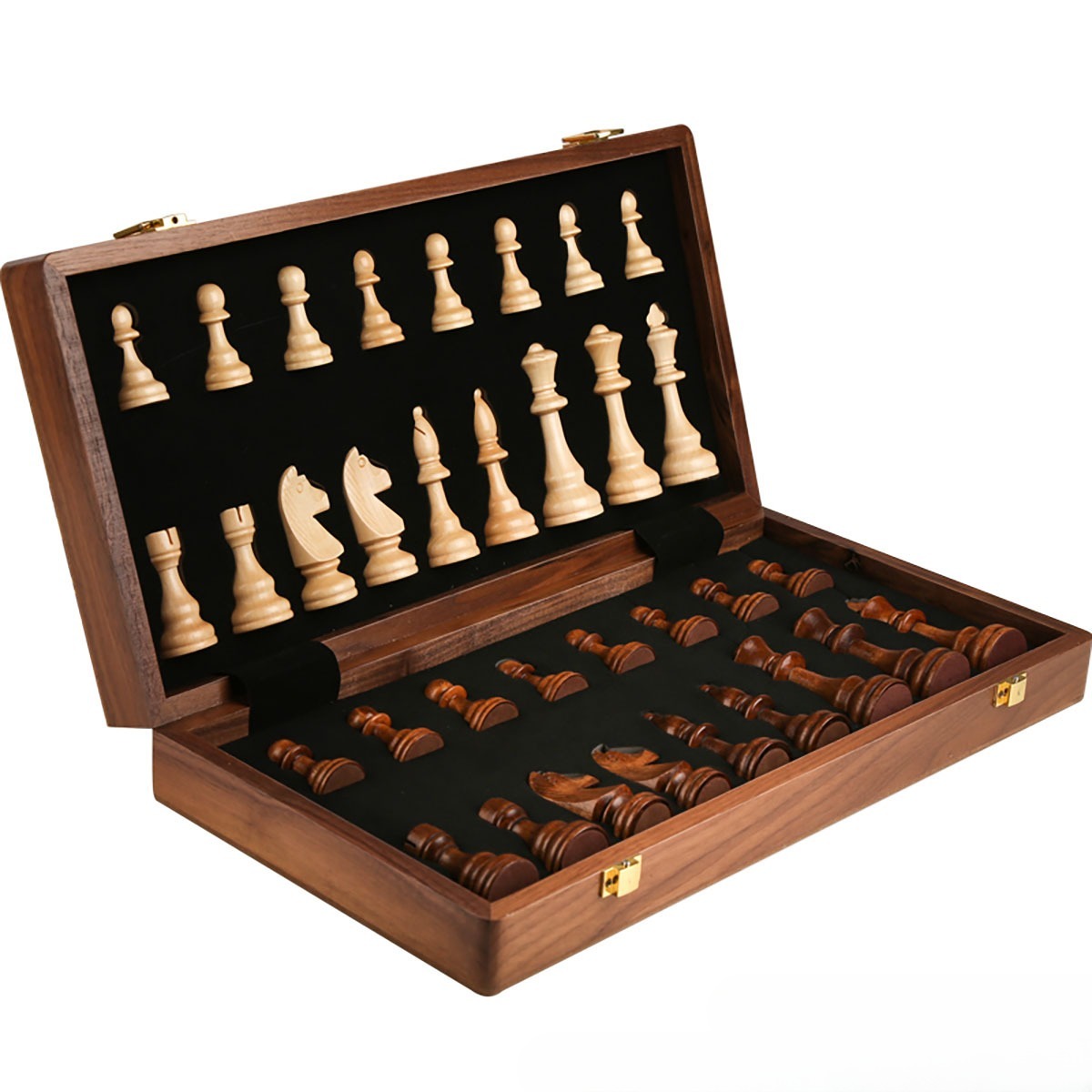 Walnut Large Children's Foldable Solid Wood Chess