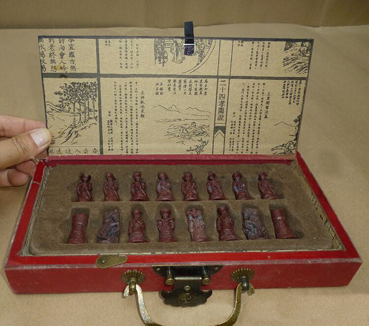 Professional International Chess Game Version Wooden Chess Classic Standard Folding Antique Terracotta Chess Board Game Qenueson