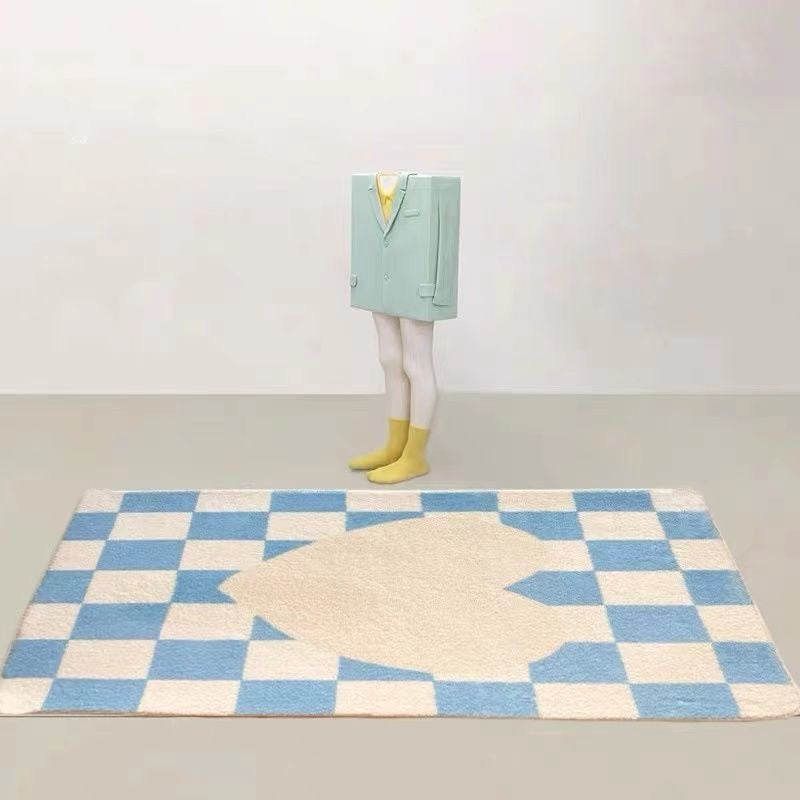 Irregular Chessboard Carpet In Living Room