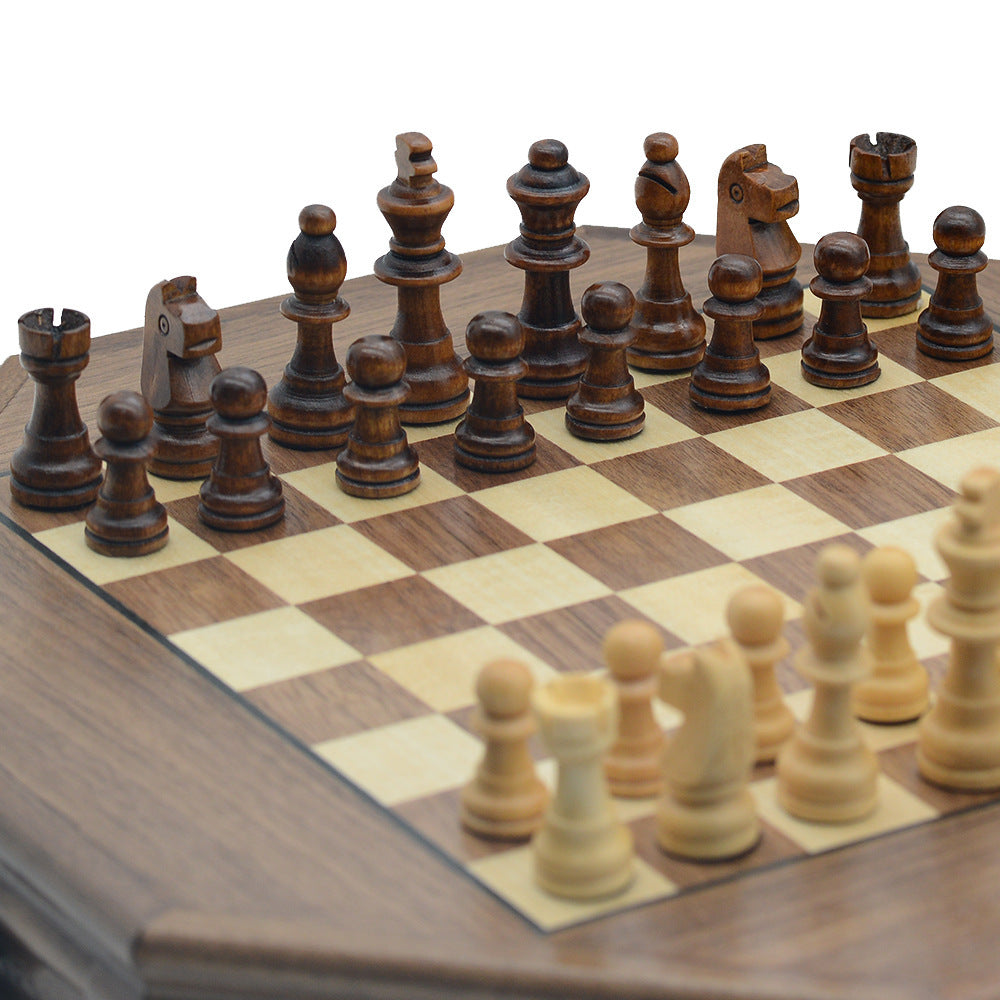 Octagonal Multilateral Wooden Chess Magnetic Puzzle Chess Game
