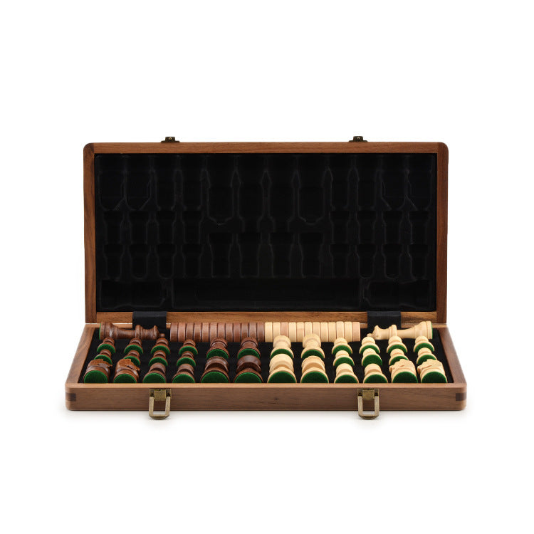 High-Quality Walnut Chess And Checkers Children's Solid Wood Folding Chess Box
