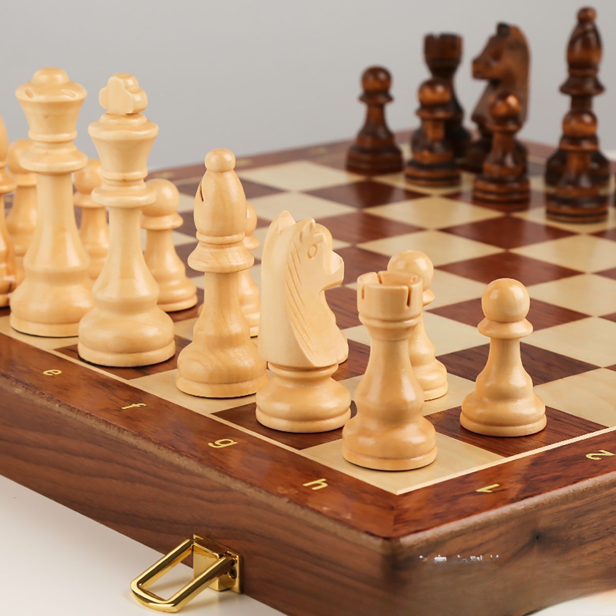 Walnut Large Children's Foldable Solid Wood Chess