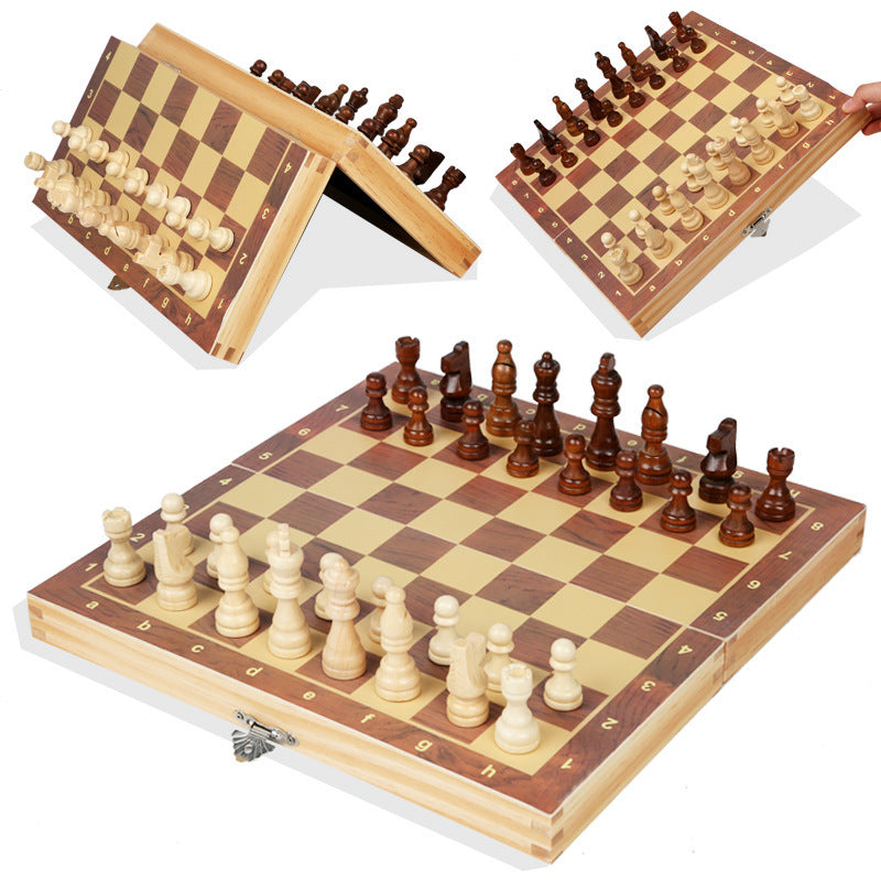 Magnetic Chess Wooden Wooden Checker Board Solid Wood Pieces Folding Chess Board High-end Puzzle Chess Game Entertainment