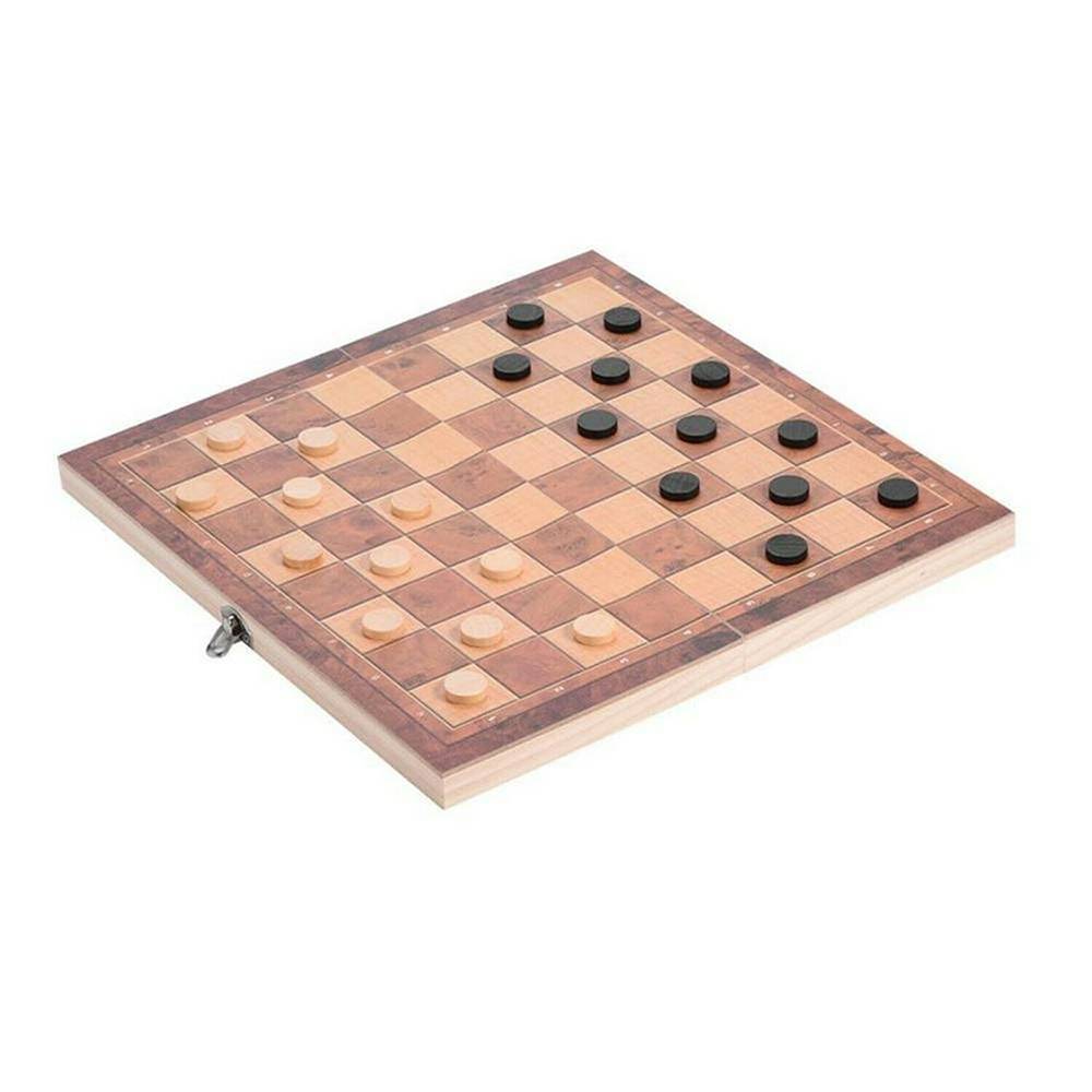 3in1 Large FOLDING WOODEN CHESS SET Board Game Checkers Backgammon Toy