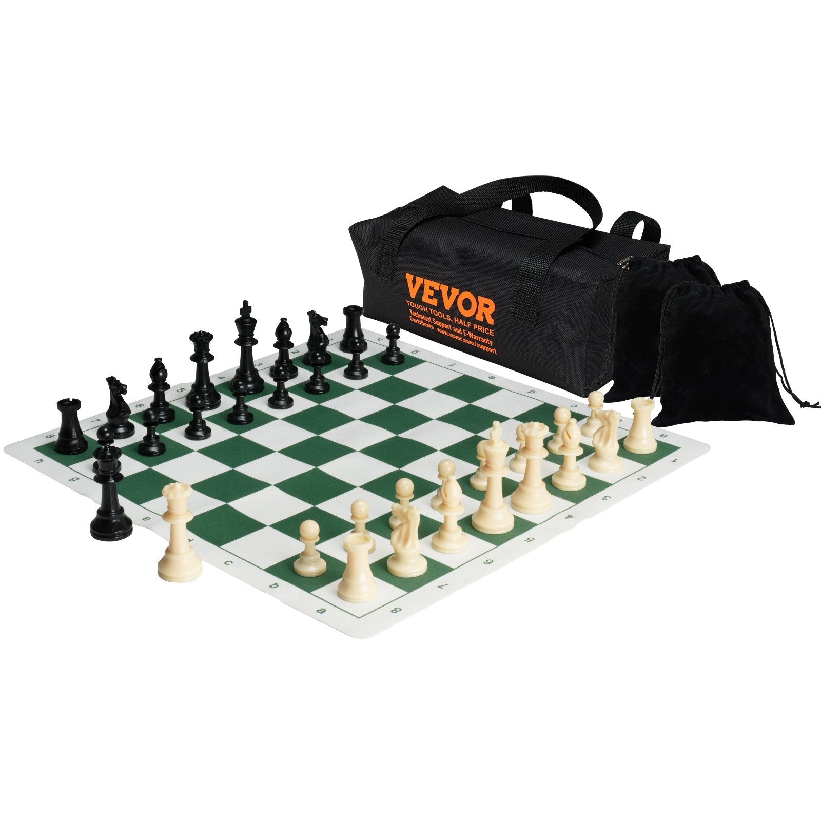 VEVOR Tournament Chess Set, 20 Inch Roll-Up Beginner Chess Board, Foldable Silicone Chess Game With Plastic Weighted Chess Pieces & Storage Bag, Portable Travel Chess Board Gift